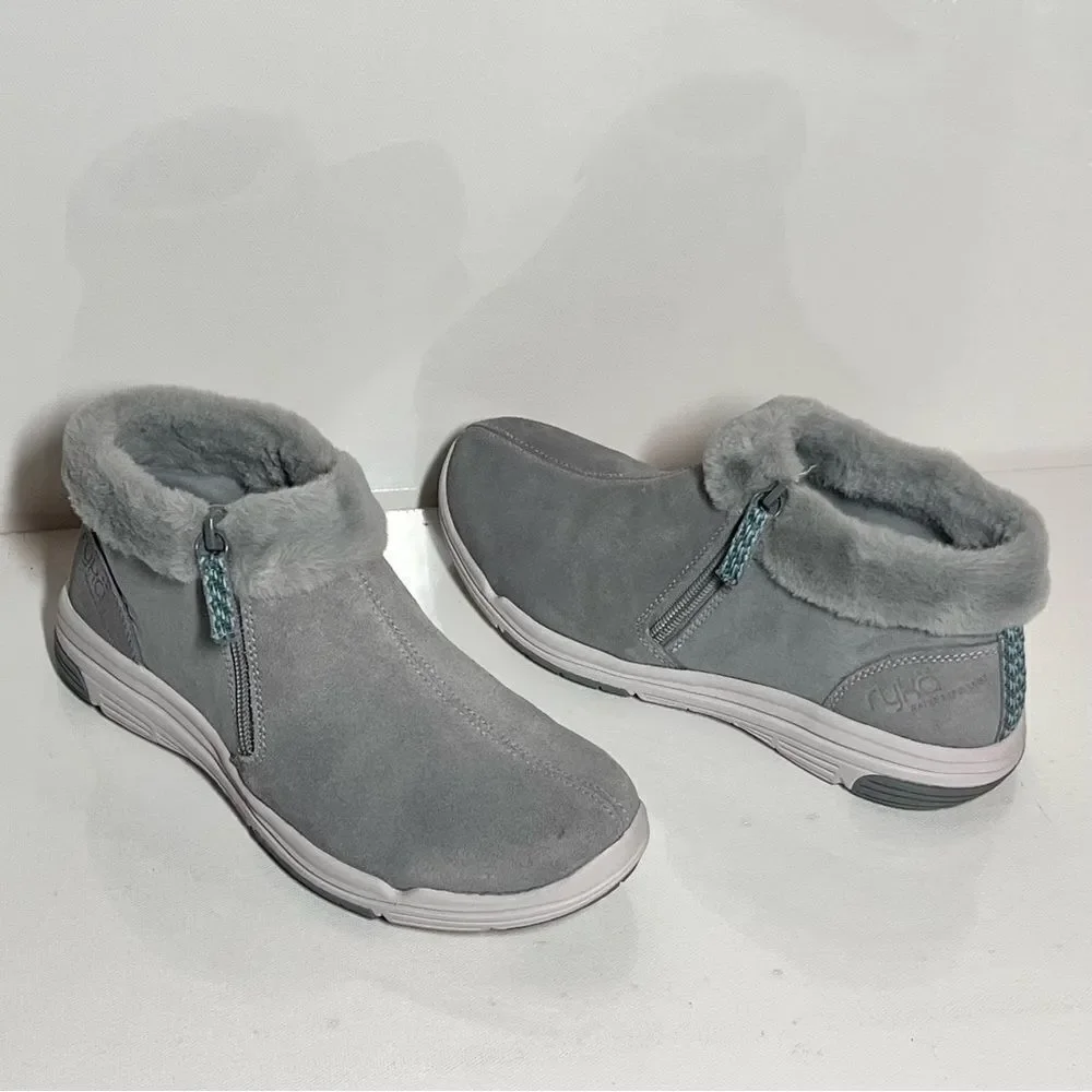 Ryka Water-Repellent Suede Faux Fur Anchorage Mid Ankle Boots